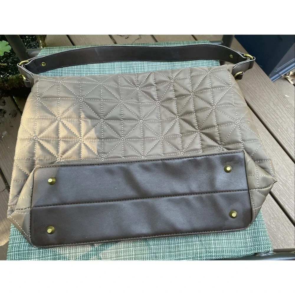 Wrangler Quilted Hobo/Crossbody Bag Brown With Vegan Leather Accents And Strap